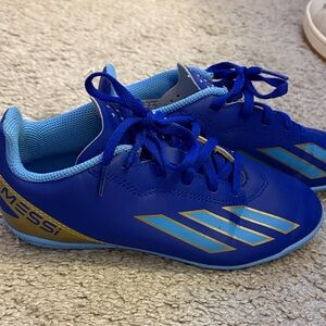 Adidas Kids Messi Indoor Soccer Shoes Blue and Gold